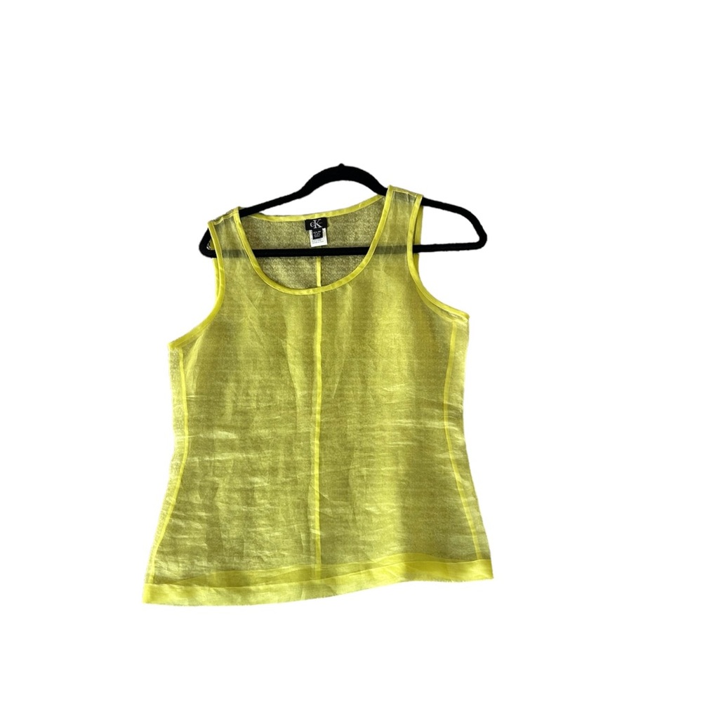 Calvin Klein sheer lime green yellow tank top camisole